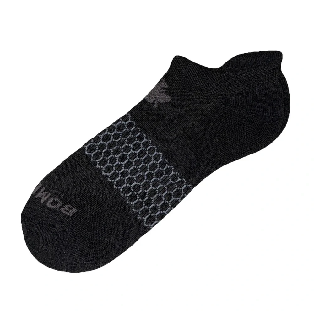 BOMBAS Socks Men's L (US 9.5-13) Black Gray Ankle Logo NEW Lot‎ Of 2